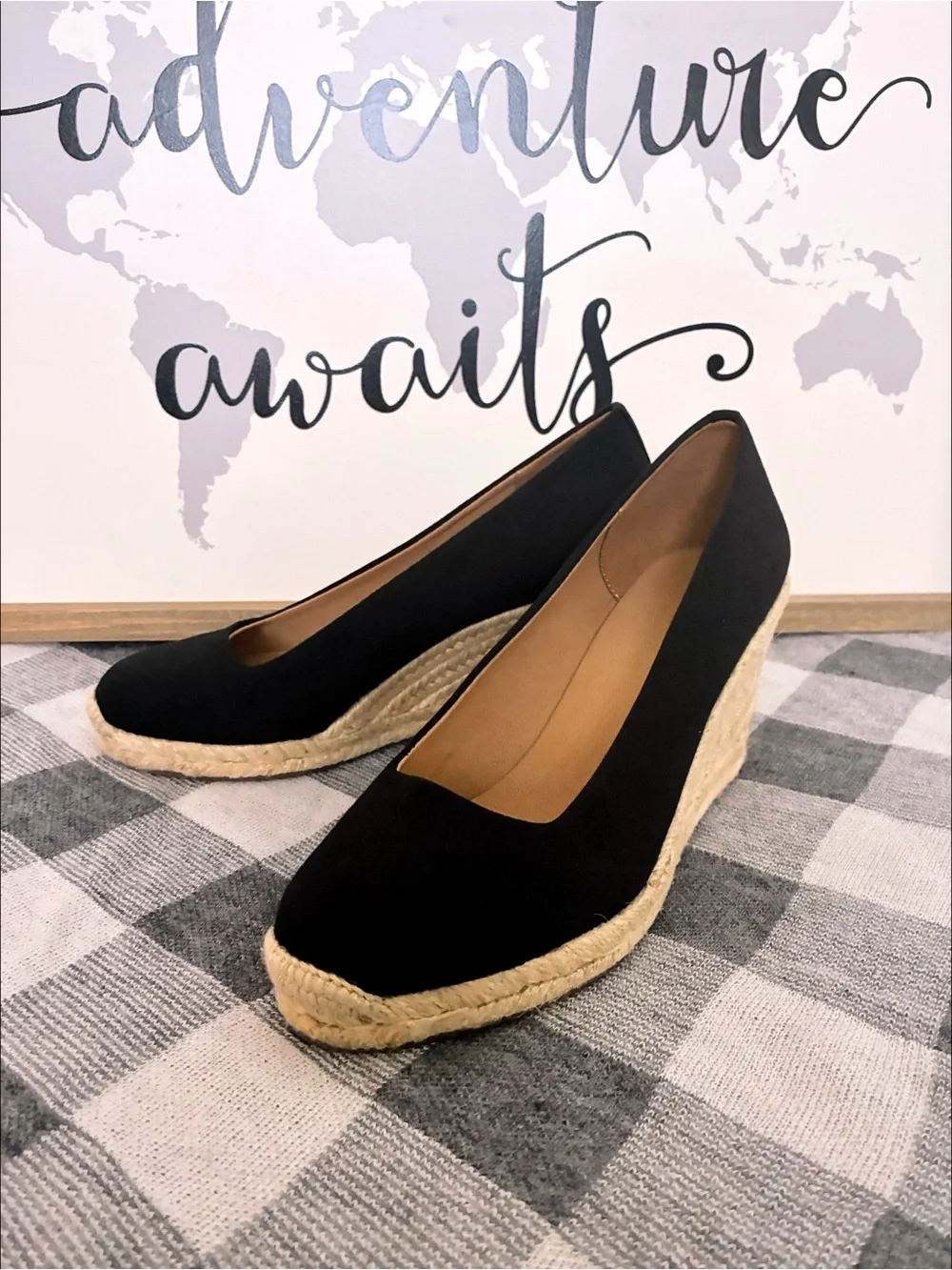 J. Crew “Seville” Espadrille Wedge in Black Canvas